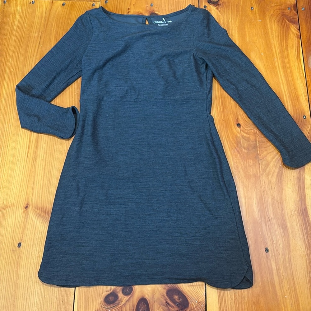 TOAD & CO M Gray Heathered Intermosso Dress Boatneck Stash Pocket
